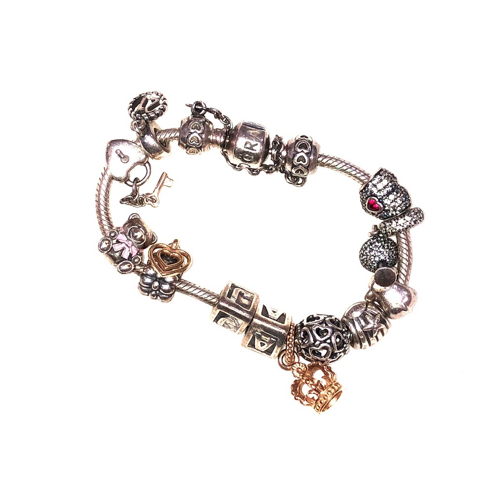 Pandora bracelet with 13 charms!